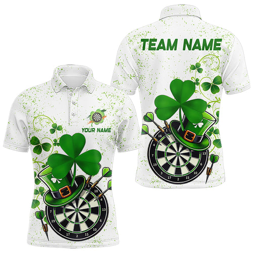 Luckiest  Green Shamrock White Grunge Dart Shirts For Men Custom St Patrick Day Dart Team Jerseys TDM3478