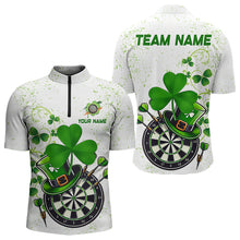 Load image into Gallery viewer, Luckiest  Green Shamrock White Grunge Dart Shirts For Men Custom St Patrick Day Dart Team Jerseys TDM3478