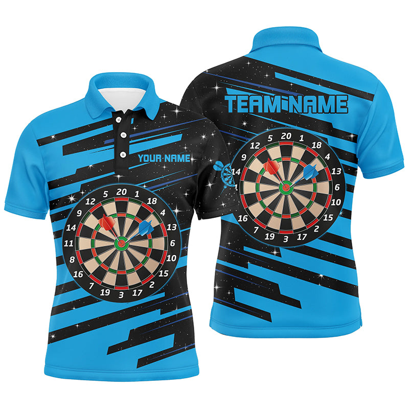 Personalized Blue Darts Board Darts Jerseys Polo Shirts For Men Custom Team League Darts Shirts TDM1303