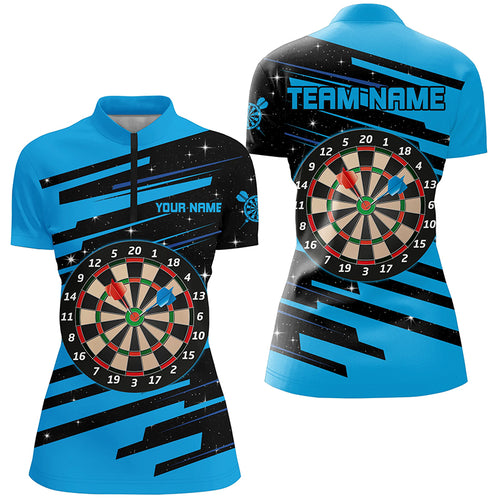 Blue Darts Board Darts Jerseys Quarter-Zip Shirts For Women Custom Team League Darts Shirts TDM1303