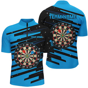 Blue Darts Board Darts Jerseys Quarter-Zip Shirts For Men Custom Team League Darts Shirts TDM1303