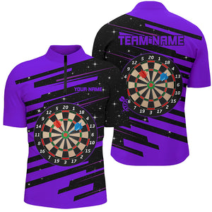 Purple Darts Board Darts Jerseys Quarter-Zip Shirts For Men Custom Team League Darts Shirts TDM1304