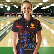 Load image into Gallery viewer, Funny Neon Tornado Pin Bowling Shirt For Women Custom Bowling Team Jersey Polo &amp; 1/4 Zip TDM6148