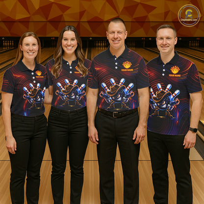 Funny Neon Bowling Jersey For Men Custom Bowling Shirt Polo & Quarter Zip, Bowling Team Outfit TDM6149