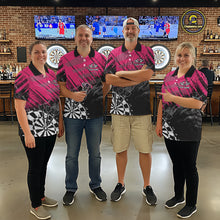 Load image into Gallery viewer, Pink Black Grunge Dart Shirts For Men Custom Dart Jersey With Pocket Option TDM6381