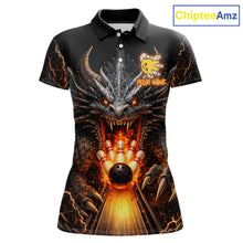 Load image into Gallery viewer, Personalized Dragon Bowling Jersey For Women Custom Fire Bowling League Team Shirt Polo &amp; 1/4 Zip TDM6386
