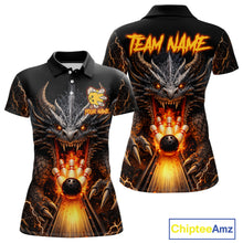 Load image into Gallery viewer, Personalized Dragon Bowling Jersey For Women Custom Fire Bowling League Team Shirt Polo &amp; 1/4 Zip TDM6386