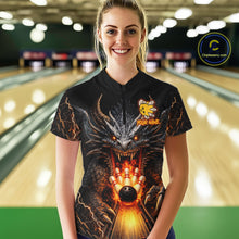 Load image into Gallery viewer, Personalized Dragon Bowling Jersey For Women Custom Fire Bowling League Team Shirt Polo &amp; 1/4 Zip TDM6386