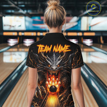 Load image into Gallery viewer, Personalized Dragon Bowling Jersey For Women Custom Fire Bowling League Team Shirt Polo &amp; 1/4 Zip TDM6386