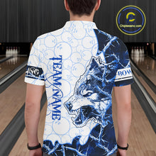 Load image into Gallery viewer, Personalized Blue Thorny Camo Wolf Bowling Shirt For Men Custom Bowling Team Jersey Polo &amp; 1/4 Zip TDM6391