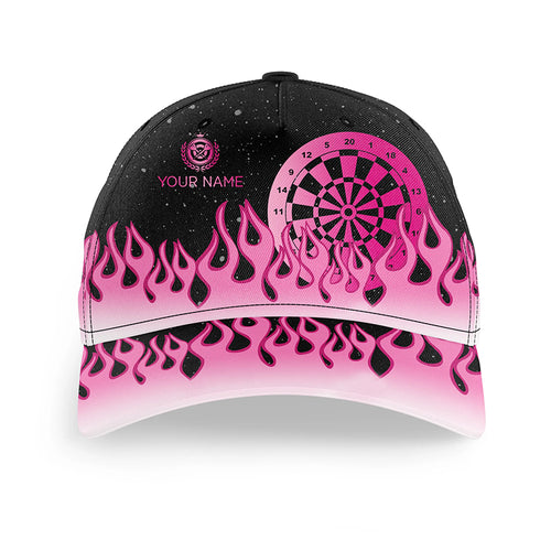 Pink Dartboard Fire Flame Darts Cap Custom Adjustable 3D Baseball Darts Hats Gifts For Darts Player TDM1661