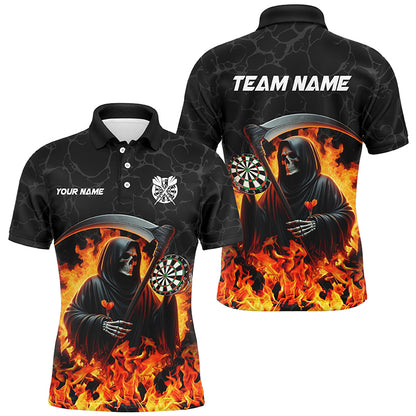 Grim Reaper Darts Board Fire Flame Men Darts Polo & Quarter-Zip Shirts Custom Darts Team Jerseys TDM1669