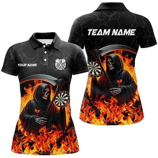Grim Reaper Darts Board Fire Flame Women Darts Polo & Quarter-Zip Shirts Custom Darts Team Jerseys TDM1669