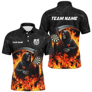 Death Skeleton Darts Board Fire Flame Men Darts Polo & Quarter-Zip Shirts Custom Darts Team Jerseys TDM1669