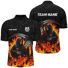 Load image into Gallery viewer, Death Skeleton Darts Board Fire Flame Men Darts Polo &amp; Quarter-Zip Shirts Custom Darts Team Jerseys TDM1669