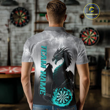 Load image into Gallery viewer, Turquoise Custom Lightning Dragon Dart Shirt For Men, Strike Darts Team Jersey Polo &amp; Quarter Zip TDM4057