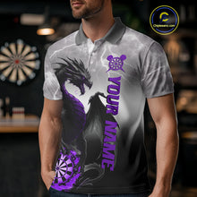 Load image into Gallery viewer, Purple Custom Lightning Dragon Dart Shirts For Men – Strike Darts Team Jerseys Polo &amp; Quarter Zip TDM4058