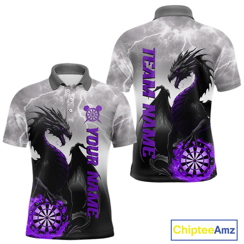Purple Custom Lightning Dragon Dart Shirts For Men – Strike Darts Team Jerseys Polo & Quarter Zip TDM4058