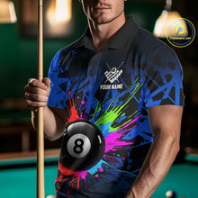 Load image into Gallery viewer, Colorful 8 Ball Pool Billiard Jersey For Men Custom Billiard Team Shirts Polo &amp; Quarter Zip | Blue TDM6582