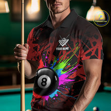 Load image into Gallery viewer, Colorful 8 Ball Pool Billiard Jersey For Men Custom Billiard Team Shirts Polo &amp; Quarter Zip | Red TDM6583