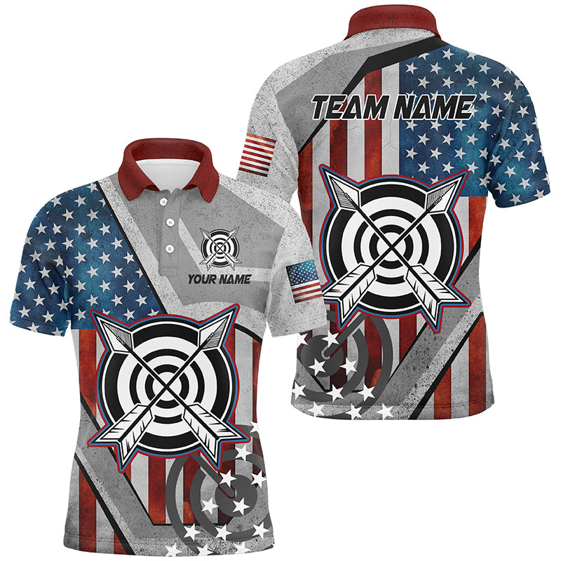 Personalized USA Flag Archery Shirts For Men Custom Patriotic Archery Jerseys For Team Archers TDM2081