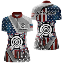Load image into Gallery viewer, Personalized USA Flag Archery Shirts For Women Custom Patriotic Archery Jerseys For Team Archers TDM2081
