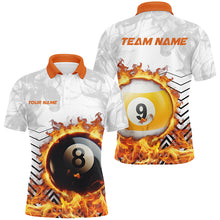 Load image into Gallery viewer, Personalized 8 Ball &amp; 9 Ball Fire Flame Smoke Billiard Shirts For Men, Billiard Apparel For Team TDM2083