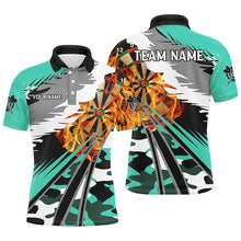 Load image into Gallery viewer, 3D Dartboard Fire Men Darts Polo &amp; Quarter-Zip Shirts Custom Camo Turquoise Darts Team Jerseys TDM2555