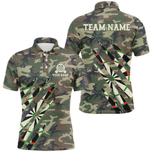 Load image into Gallery viewer, Military Green Camo Custom Men Darts Polo &amp; Quarter-Zip Shirts, Personalized Army Darts Team Shirts TDM2559