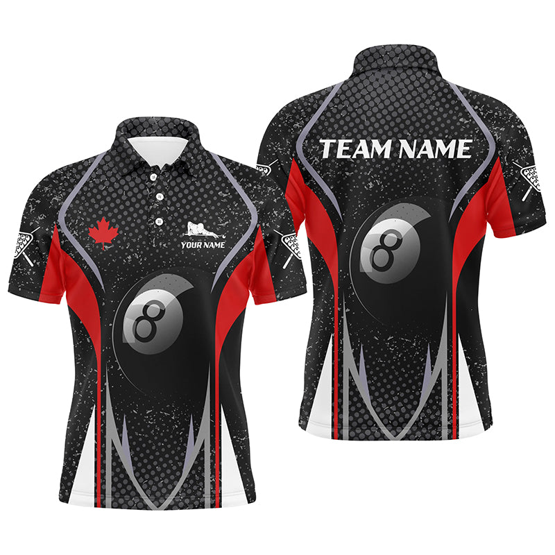 8 Ball Billiard Canadian Flag Grunge Personalized Men Polo Shirts Custom Patriotic Billiard Gifts TDM0403