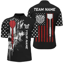 Load image into Gallery viewer, Grunge Skull Custom Black American Flag Dart Shirts For Men, Patriotic Dart Jerseys Team Uniform TDM2807