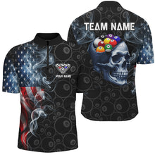 Load image into Gallery viewer, Skull Billiard Balls Custom American Flag Smoke Pool Shirts For Men, Patriotic Billiard Team Jersey TDM2814