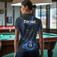 Load image into Gallery viewer, Blue 8 Ball Thunder Lightning Cat Billiard Shirt For Women Custom Pool Team Jersey Polo &amp; 1/4 Zip TDM5065