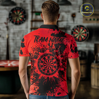 Black And Red Grunge Men's Darts Shirts Custom Darts League Team Jersey Polo & Quarter Zip TDM7977