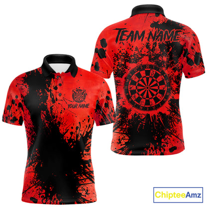 Black And Red Grunge Men's Darts Shirts Custom Darts League Team Jersey Polo & Quarter Zip TDM7977