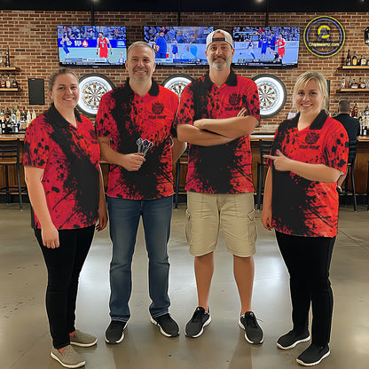 Black And Red Grunge Men's Darts Shirts Custom Darts League Team Jersey Polo & Quarter Zip TDM7977