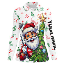 Load image into Gallery viewer, Funny Santa White Christmas Pattern Women Golf Polo Shirts Custom Golfing Gifts For Christmas TDM3058