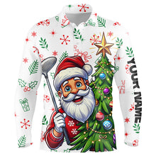 Load image into Gallery viewer, Funny Santa White Christmas Pattern Men Golf Polo Shirts Custom Golfing Gifts For Christmas TDM3058