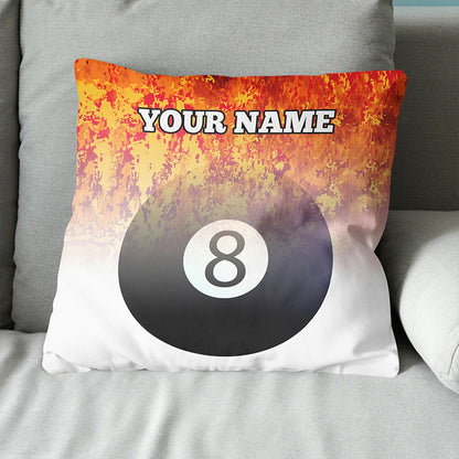 Customized 8 Ball Pool Fire Pillow, Unique Billiard Throw Pillows Design TDM0806