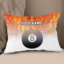 Load image into Gallery viewer, Customized 8 Ball Pool Fire Pillow, Unique Billiard Throw Pillows Design TDM0806