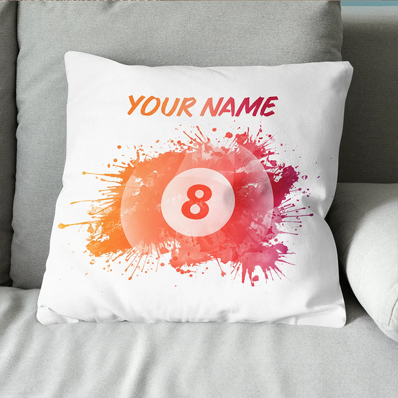 Customized 8 Ball Pool Painted Pillow, Billiard Throw Pillows Gifts TDM0809