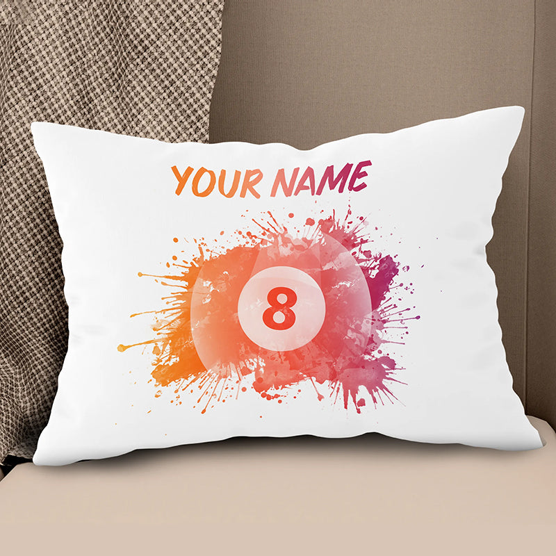 Customized 8 Ball Pool Painted Pillow, Billiard Throw Pillows Gifts TDM0809