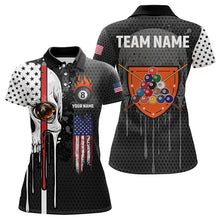 Load image into Gallery viewer, Personalized Grunge Skull Melting American Flag Billiard Shirt For Women Patriotic US Billiard Jersey TDM3292