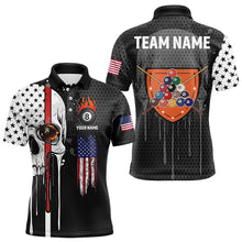 Load image into Gallery viewer, Personalized Grunge Skull Melting American Flag Billiard Shirt For Men Patriotic US Billiard Jersey TDM3292