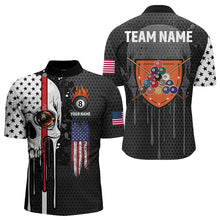 Load image into Gallery viewer, Personalized Grunge Skull Melting American Flag Billiard Shirt For Men Patriotic US Billiard Jersey TDM3292