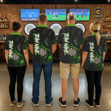 Load image into Gallery viewer, Green Grim Reaper Flame Darts Shirt For Women Custom Skull Darts Jersey Team Polo &amp; Quarter Zip TDM5531