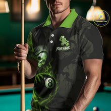 Load image into Gallery viewer, Grim Reaper Custom Flame 8 Ball Pool Billiard Shirt For Men, Black And Green Billiard Team Jersey TDM5532