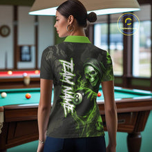 Load image into Gallery viewer, Grim Reaper Custom Flame 8 Ball Pool Billiard Shirt For Women, Black And Green Billiard Team Jersey TDM5532