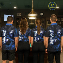 Load image into Gallery viewer, Grim Reaper Custom Flame 8 Ball Pool Billiard Shirt For Men, Black And Blue Billiard Team Jersey TDM5533