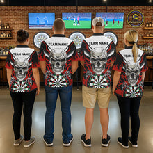 Load image into Gallery viewer, Personalized Skull Darts Polo &amp; Quarter Zip Custom Darts Shirt For Women, Darts Team Jersey |Red TDM5535